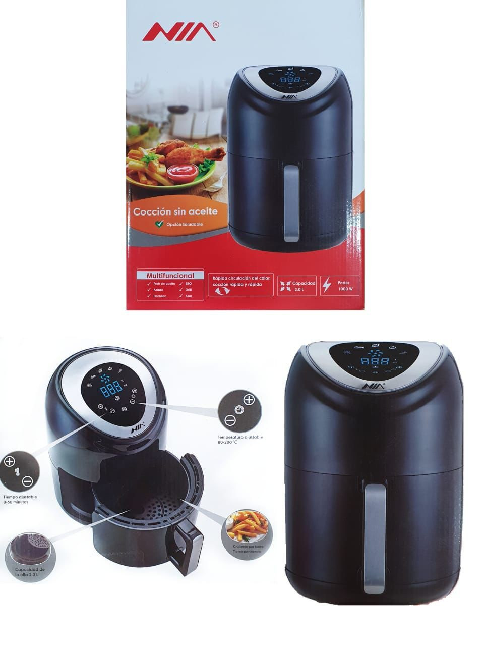 Olla freidora tipo nia 2.0 litros