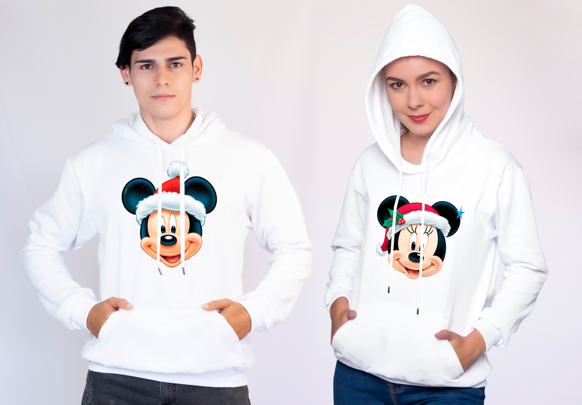 Buzo, Saco Hoodie Parejas Micky Navidad