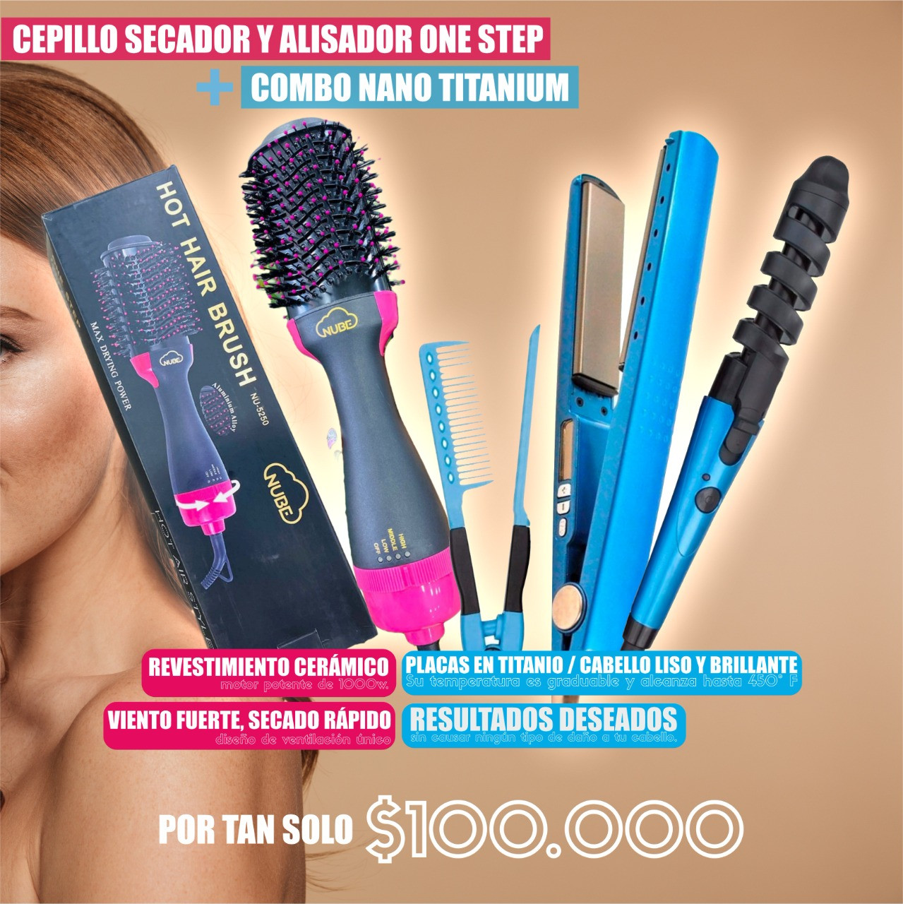 Cepillo Secador One Step NUBE + Combo Na