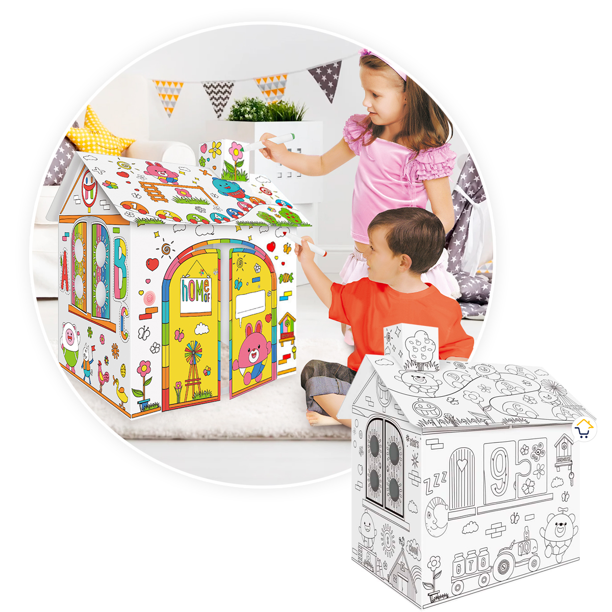 Casa Armable Para Colorear Cartón TENT1B - Imagen 4