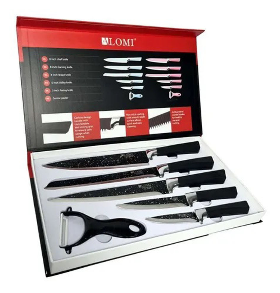 Juego Cuchillos X6 Piezas Con Pelador Ed