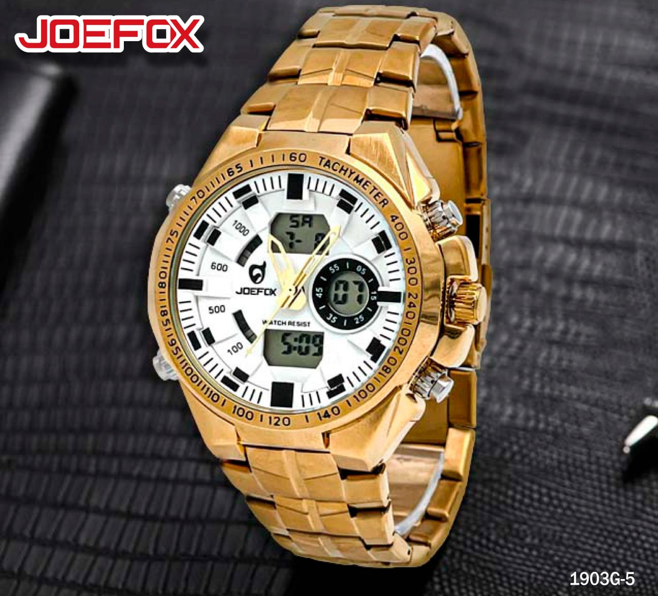 RELOJ JOEFOX DOBLE HORA DORADO 1903G-5