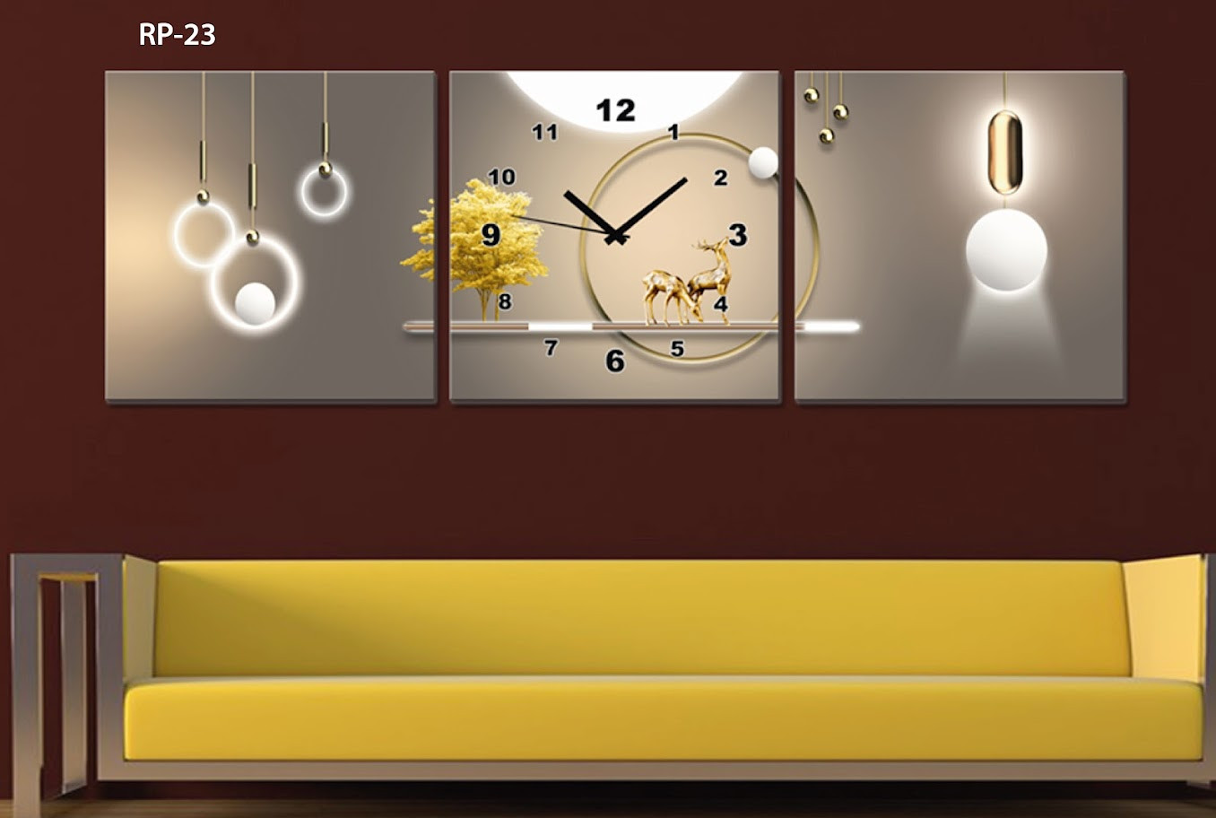 RELOJ PARED ESTILO POLIPTICO 3 PIE RP-23