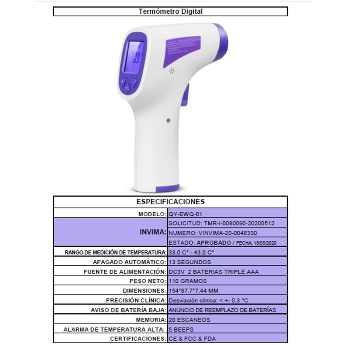 Termometro Digital Corporal Infrarojo - Imagen 8