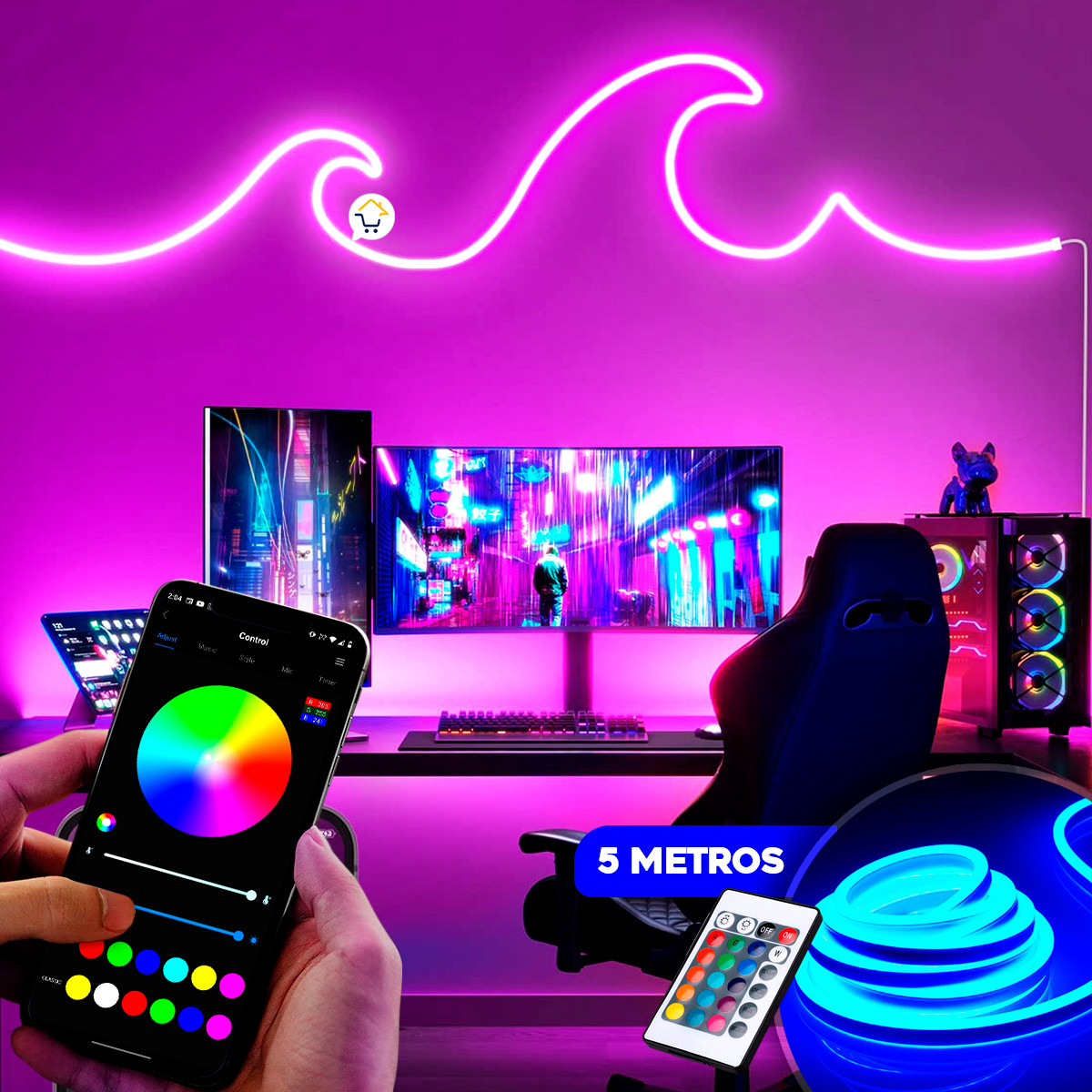 Cinta RGB Neón Flex Wifi Manguera SM2D60