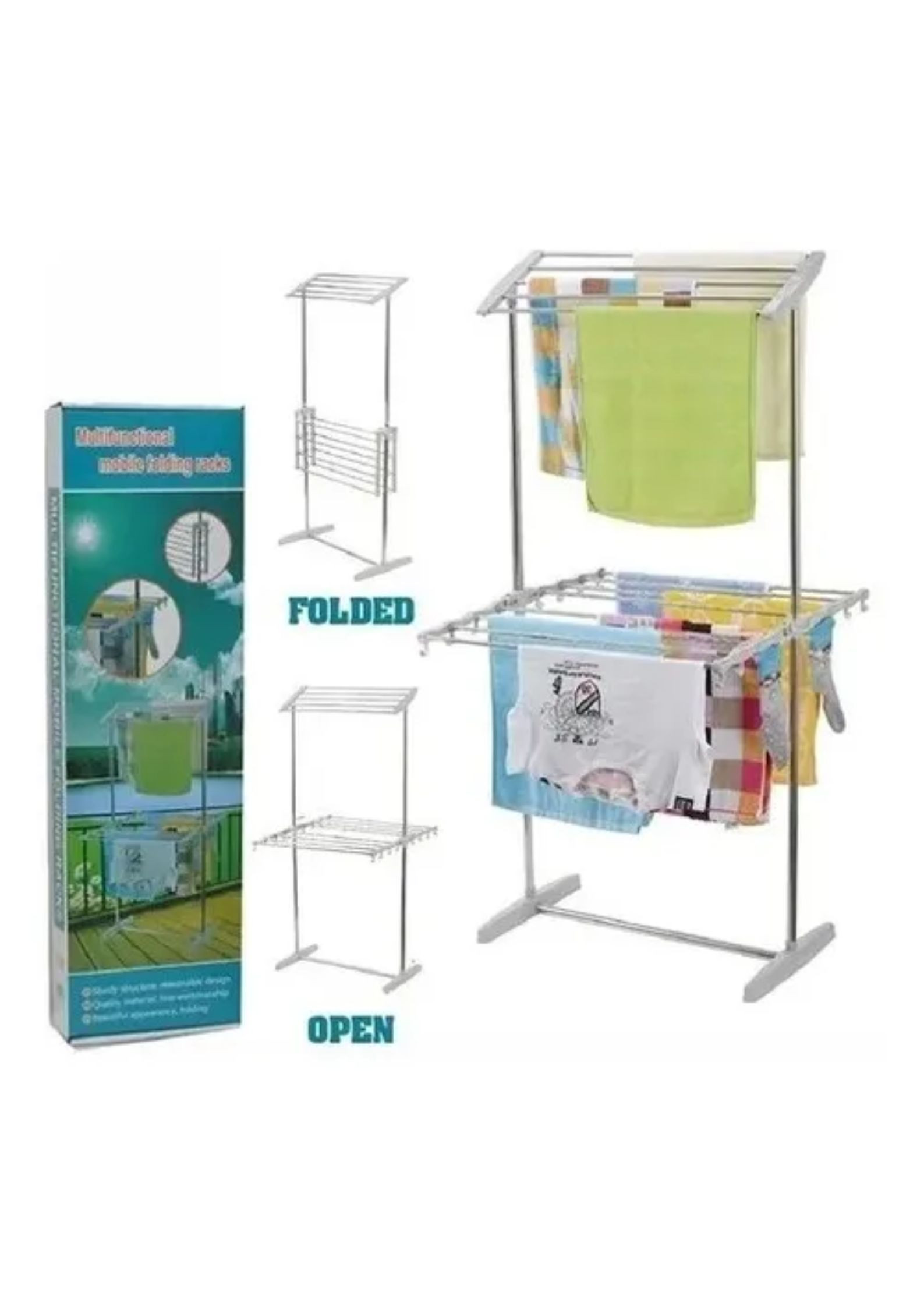 Tendedero De Ropa Multifuncional Plegabl - Imagen 5