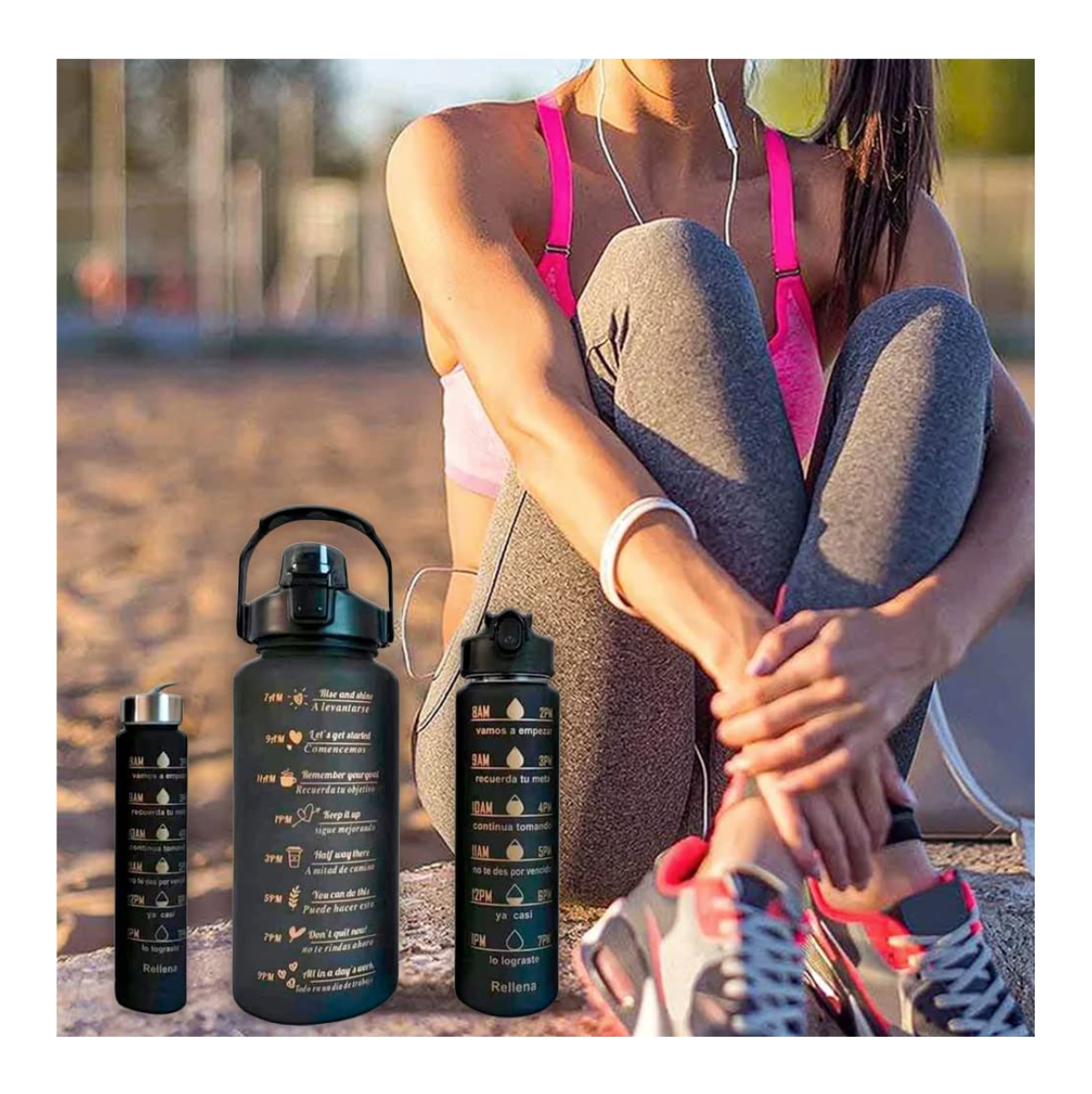 Trio Botella Motivacional Sticker Pines - Imagen 3