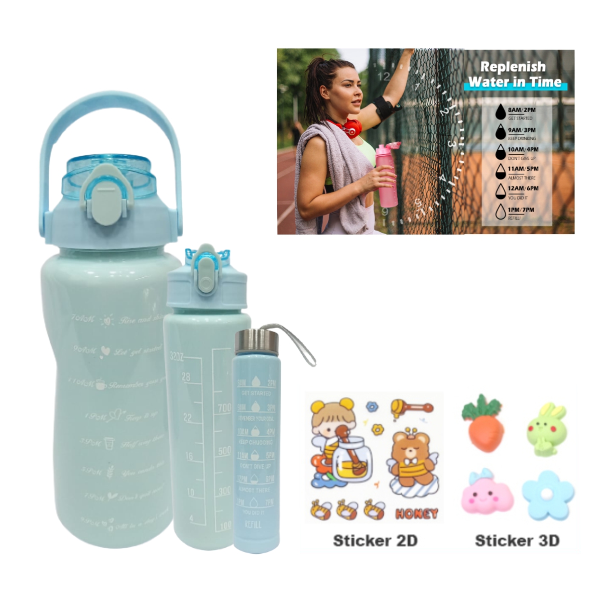 Trio Botella Motivacional Sticker Pines - Imagen 5