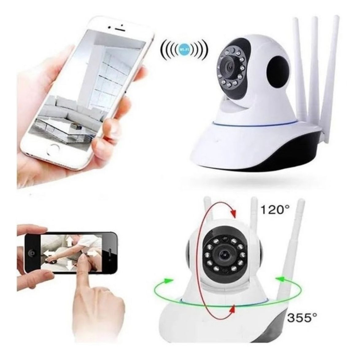 Camara 3 Antenas De Seguridad Ip Robotic