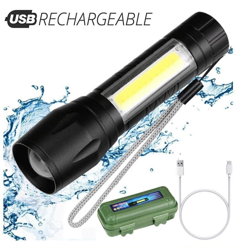 Linterna táctica LED recargable USB zoom