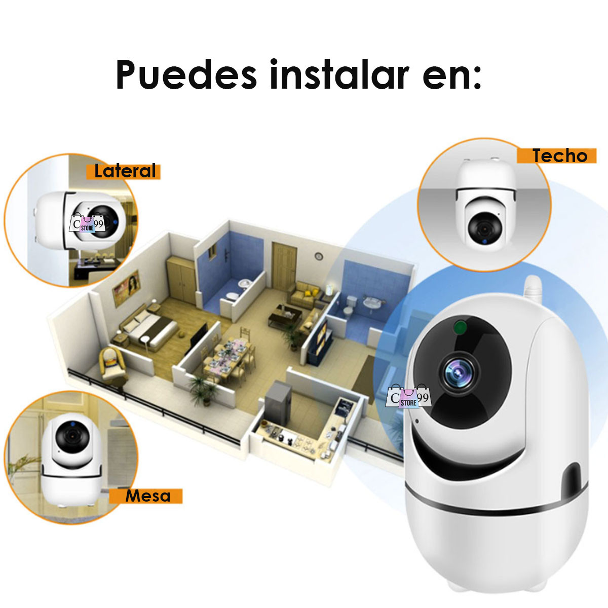 Cámara De Seguridad  HD 360° Wifi y App