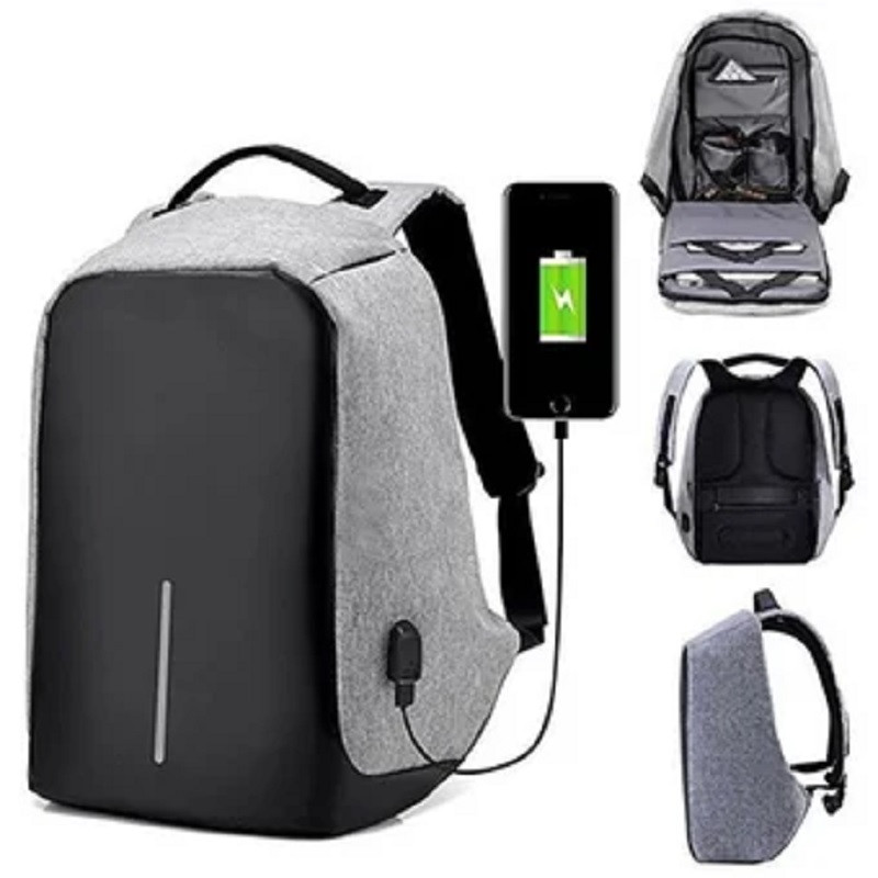 Maleta Antirrobo Morral puerto usb gris