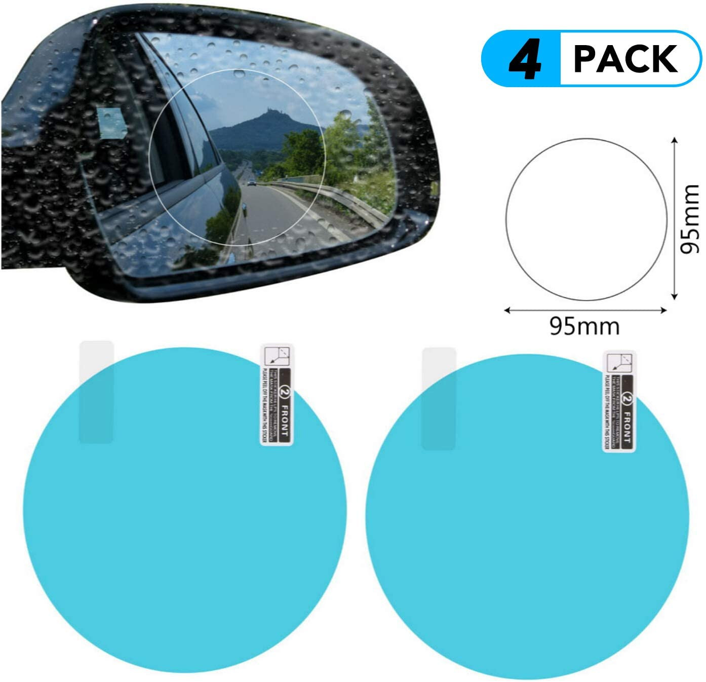 Película antilluvia  retrovisor redondo