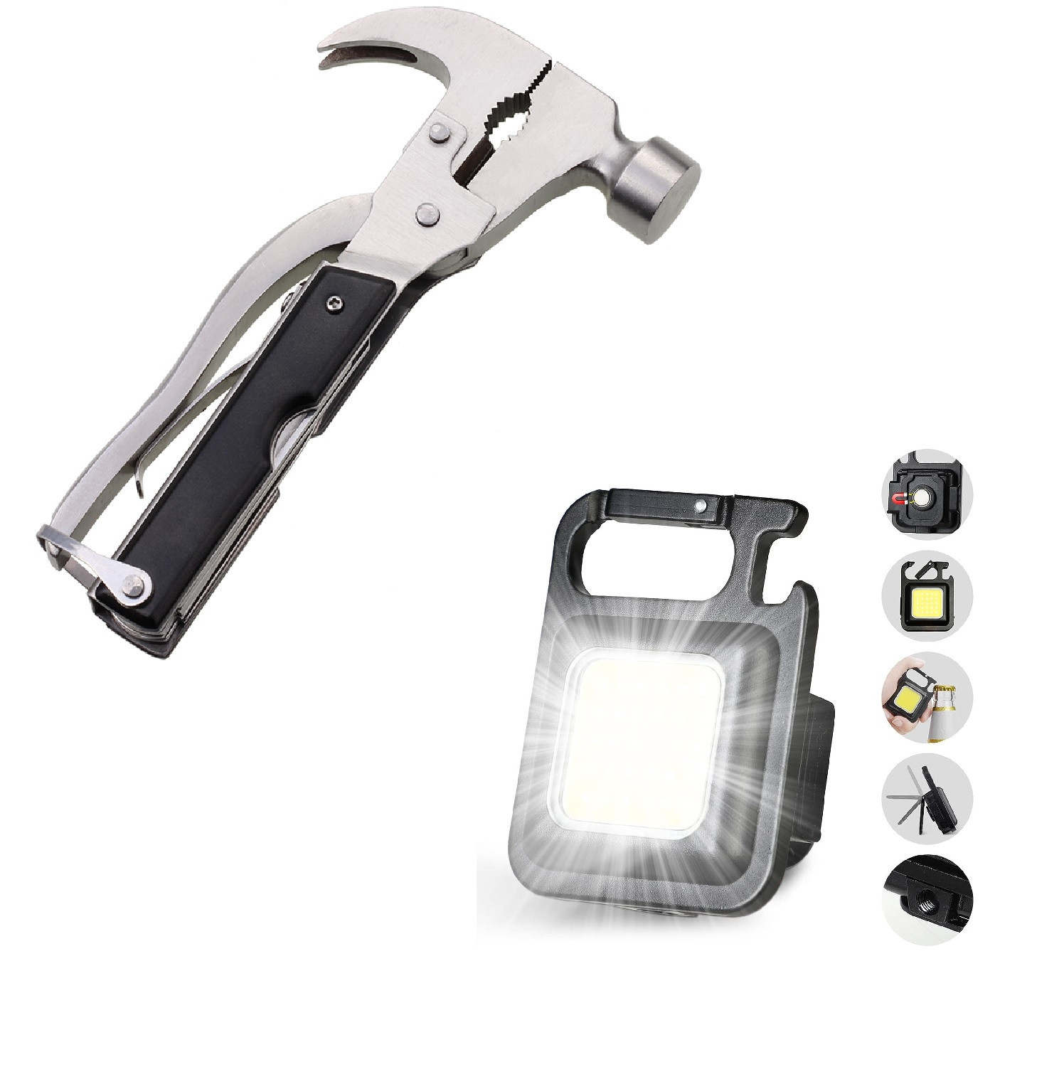 Martillo Multiusos + Linterna llavero