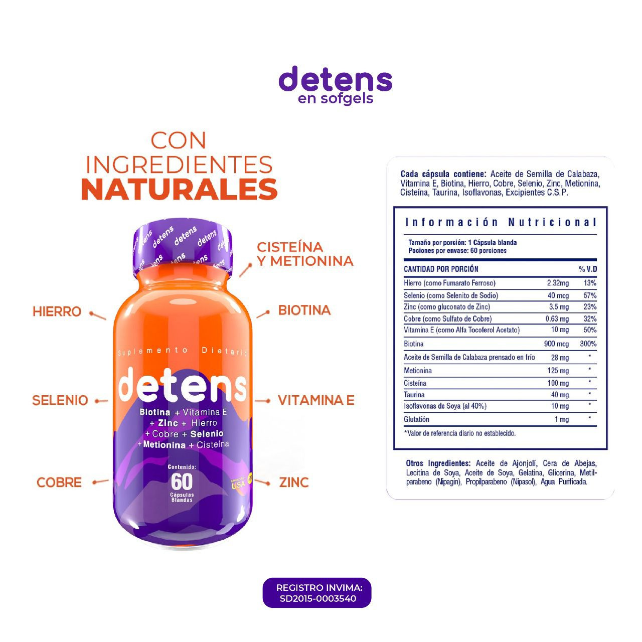 Detens - capsulas para la caida del pelo