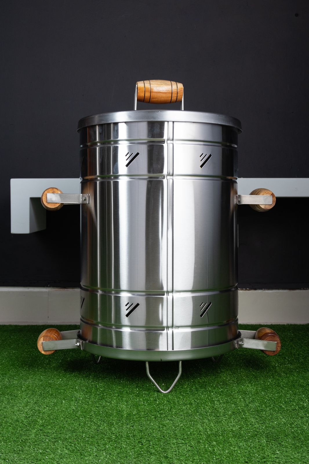 ASADOR TIPO BARRIL MEDIANO EN ACERO INOX - Imagen 3