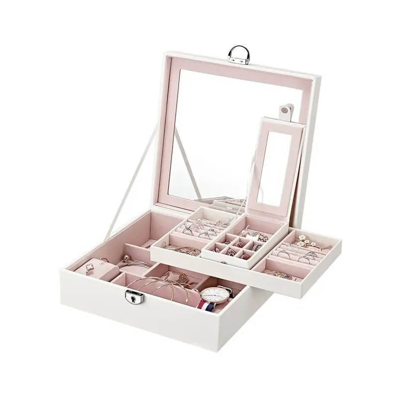 Joyero organizador con espejo de lujo