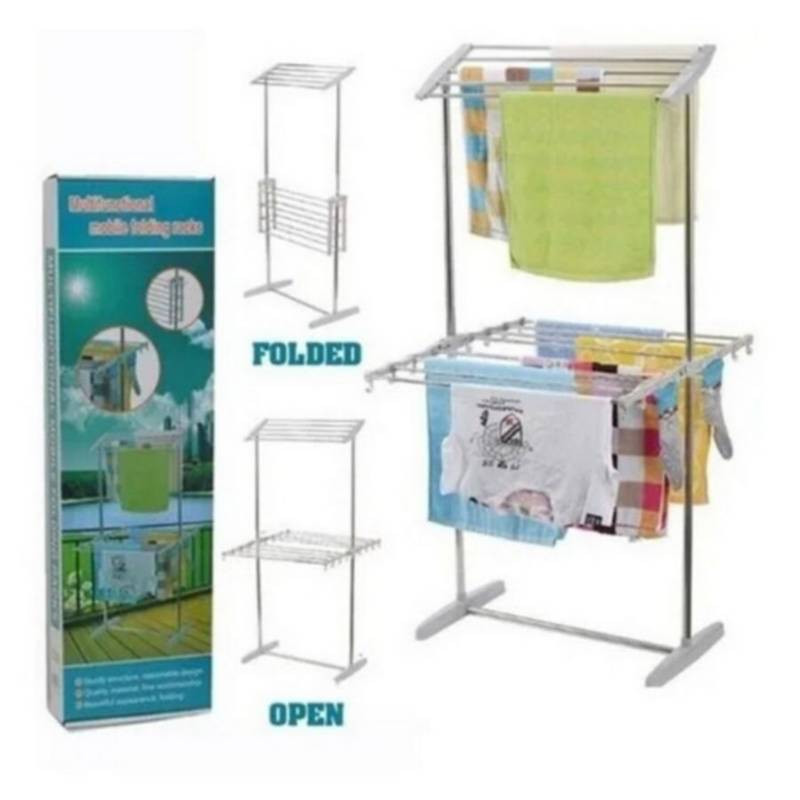 TENDEDERO DE PISO 2 NIVELES ACERO INOXID