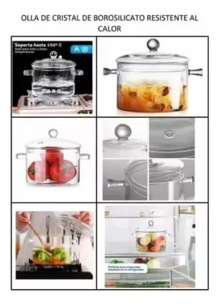 Olla De Vidrio De Borosilicato Con Tapa