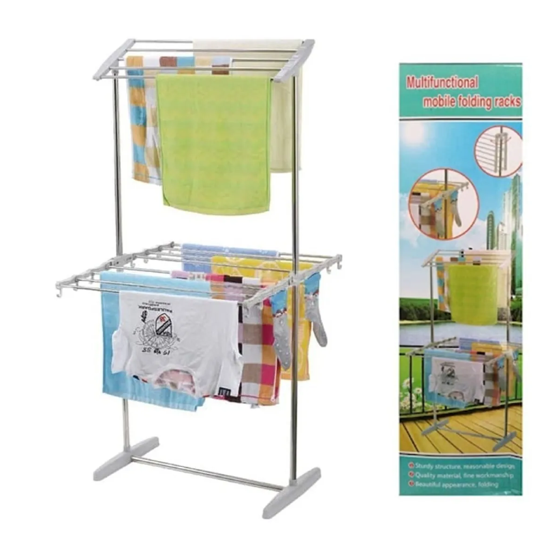 TENDEDERO DE PISO MULTIFUNCION PLEGABLE