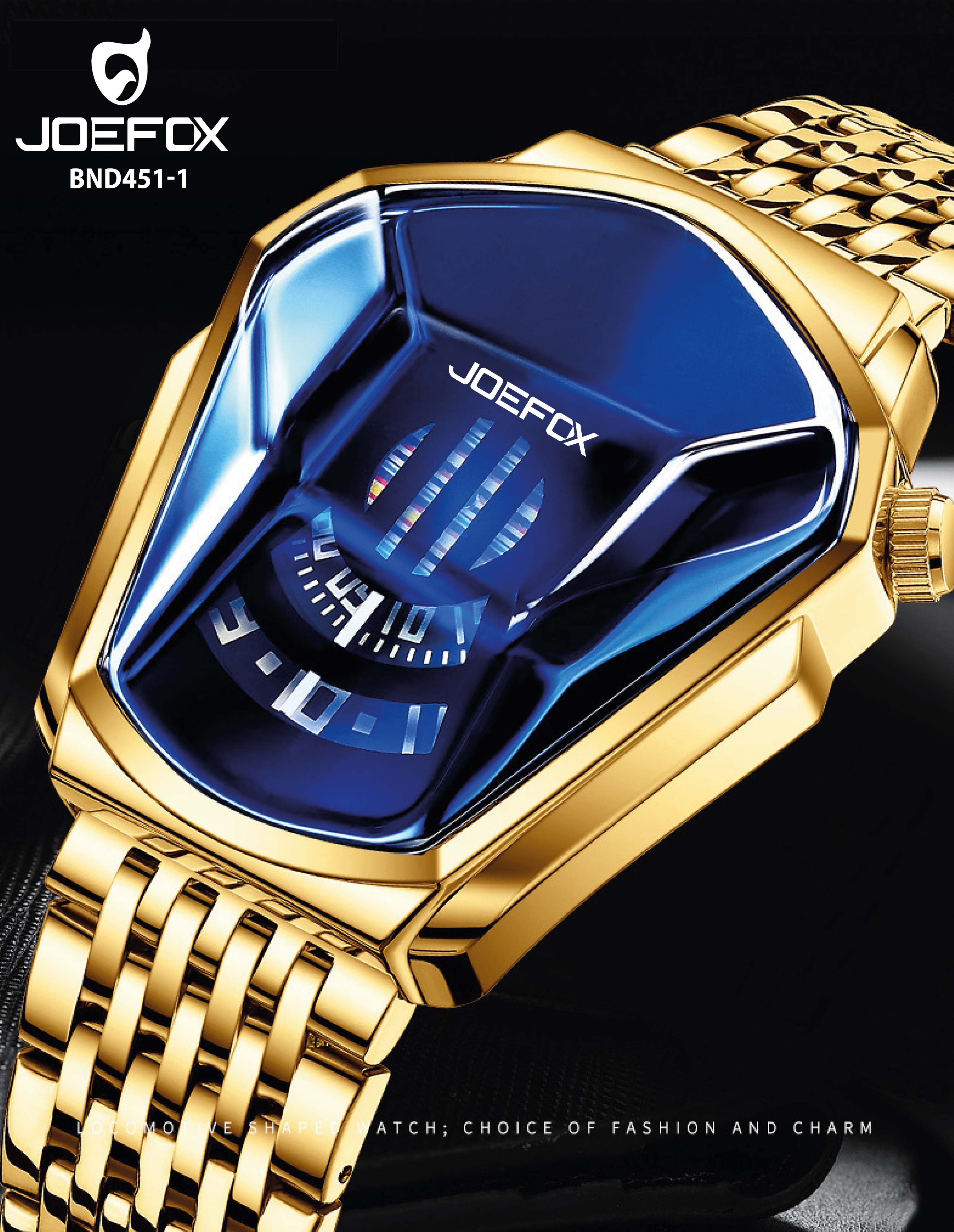 BND 451 RELOJ JOEFOX METALICO DORADO