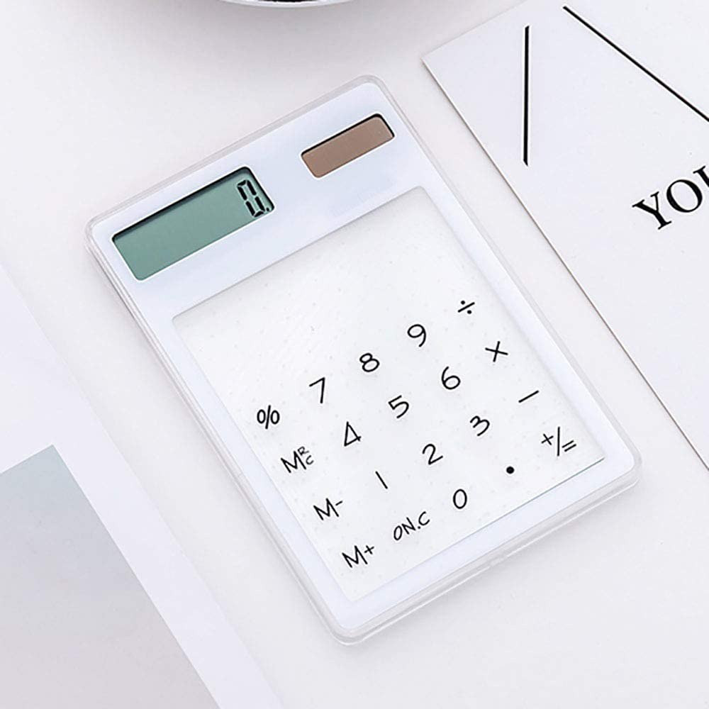 CALCULADORA TRANSPARENTE BLANCA