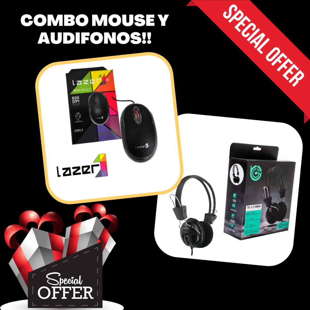 Combo Cajita Mouse+ Diadema