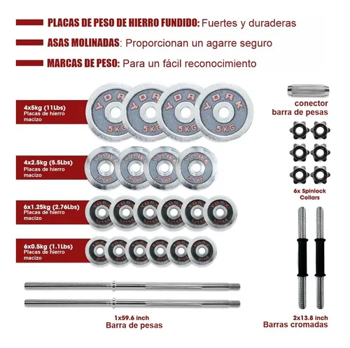 MALETIN DE MANCUERNAS 50 KGS+BARRA LARGA