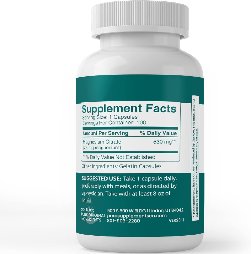 Citrato de magnesio Puro sin aditivos ni