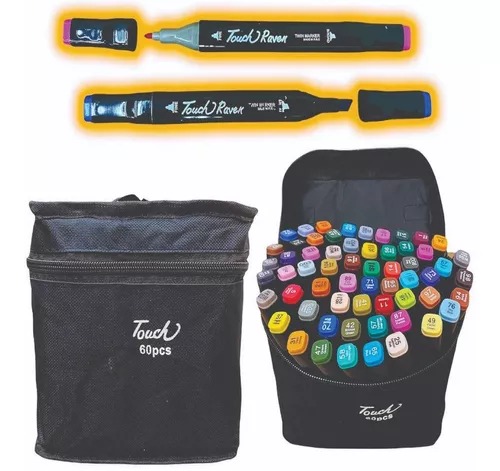 Kit 60 Plumones Marcadores + estuche