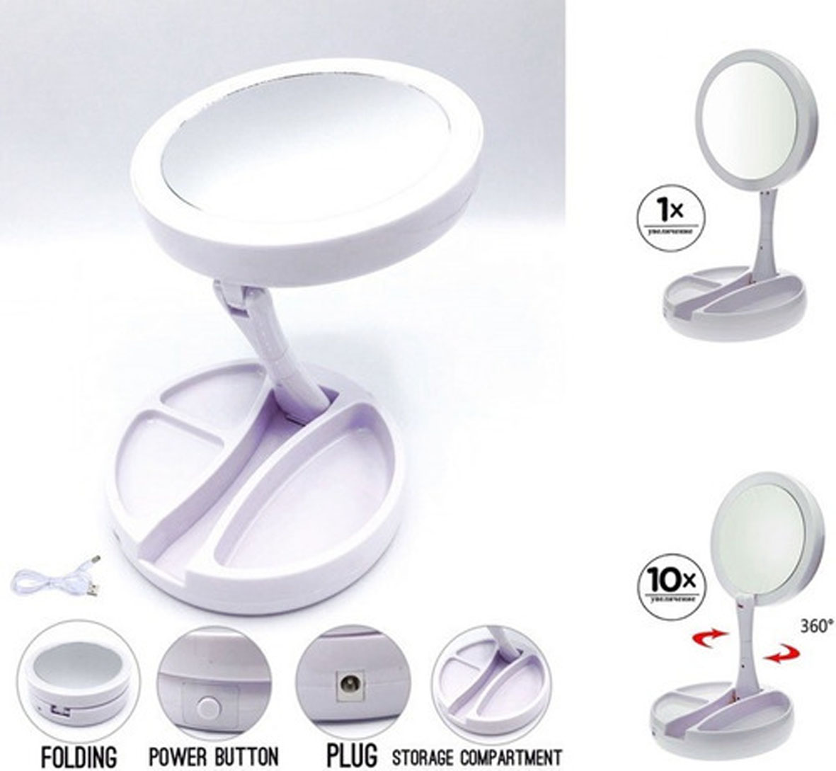 Espejo De Maquillaje Led Tocador Doble C