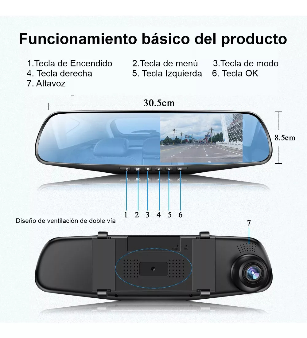 Espejo Retrovisor doble camara