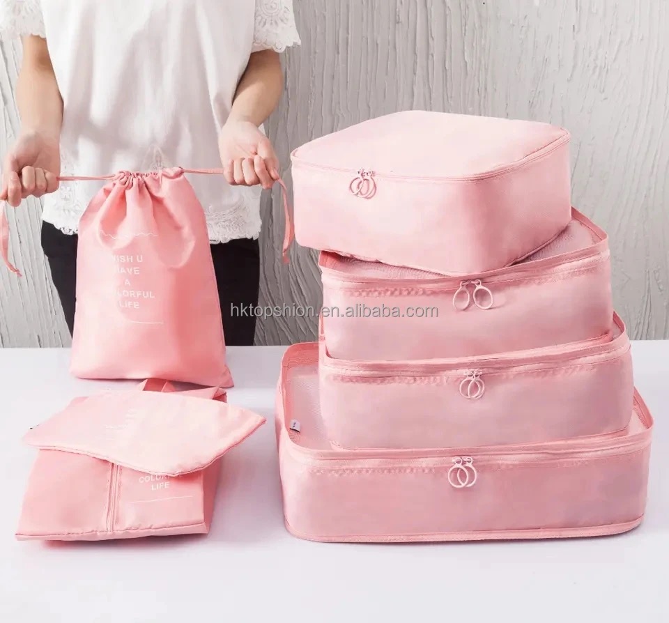 Organizador Kit Viajero 7 Unids Rosado - Imagen 5