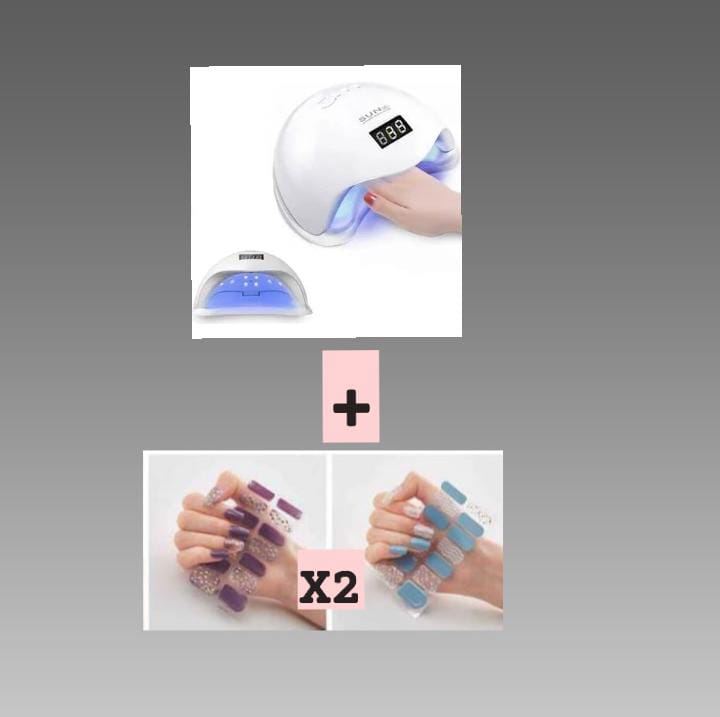 Sticker uñas gel X2 + Lampara uñas 30W