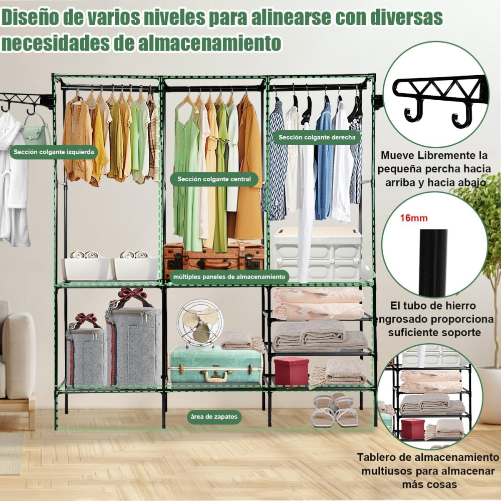 Estante Para Ropa Organizador 3 Estantes