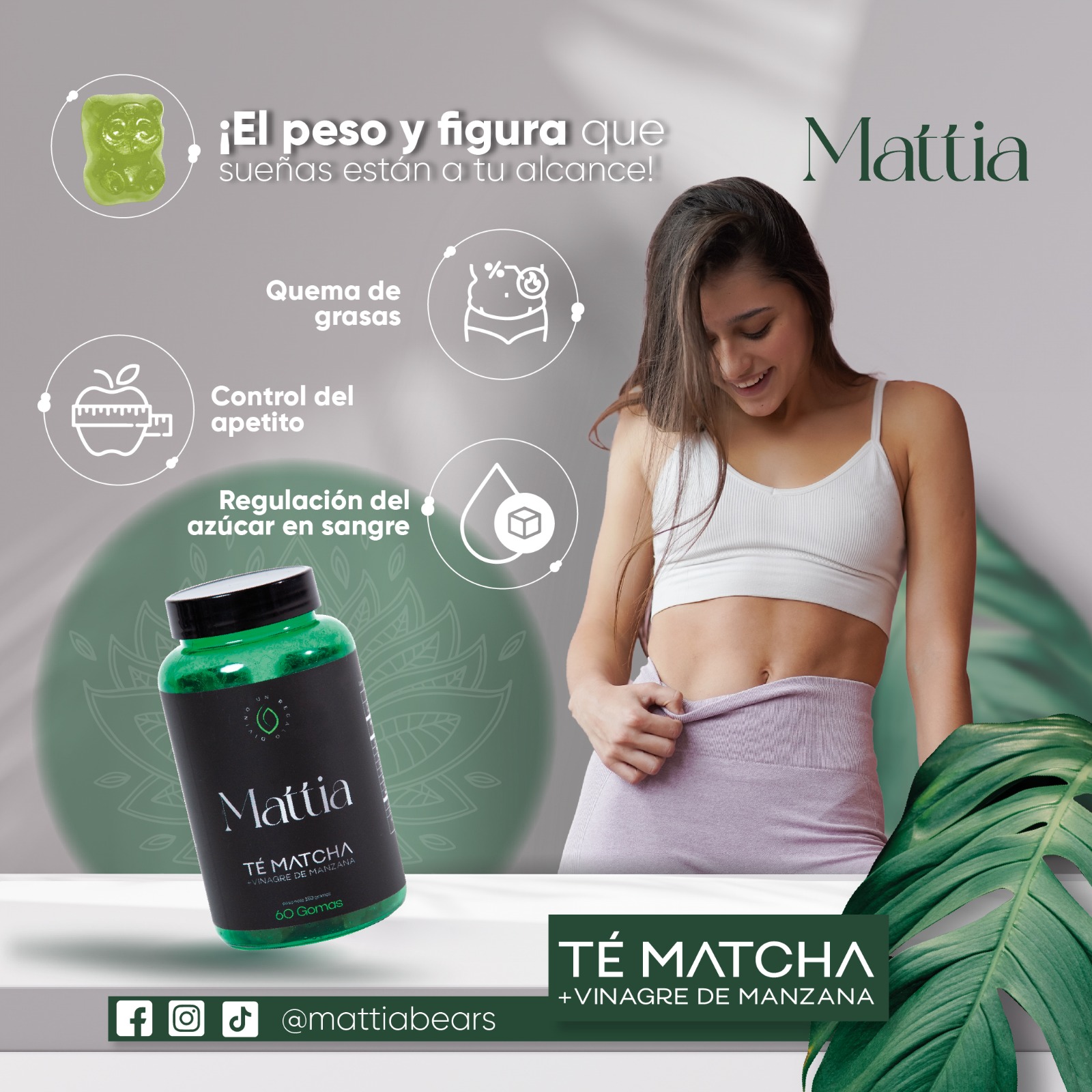GOMAS DE TE MATCHA+ VINAGRE DE MANZANA