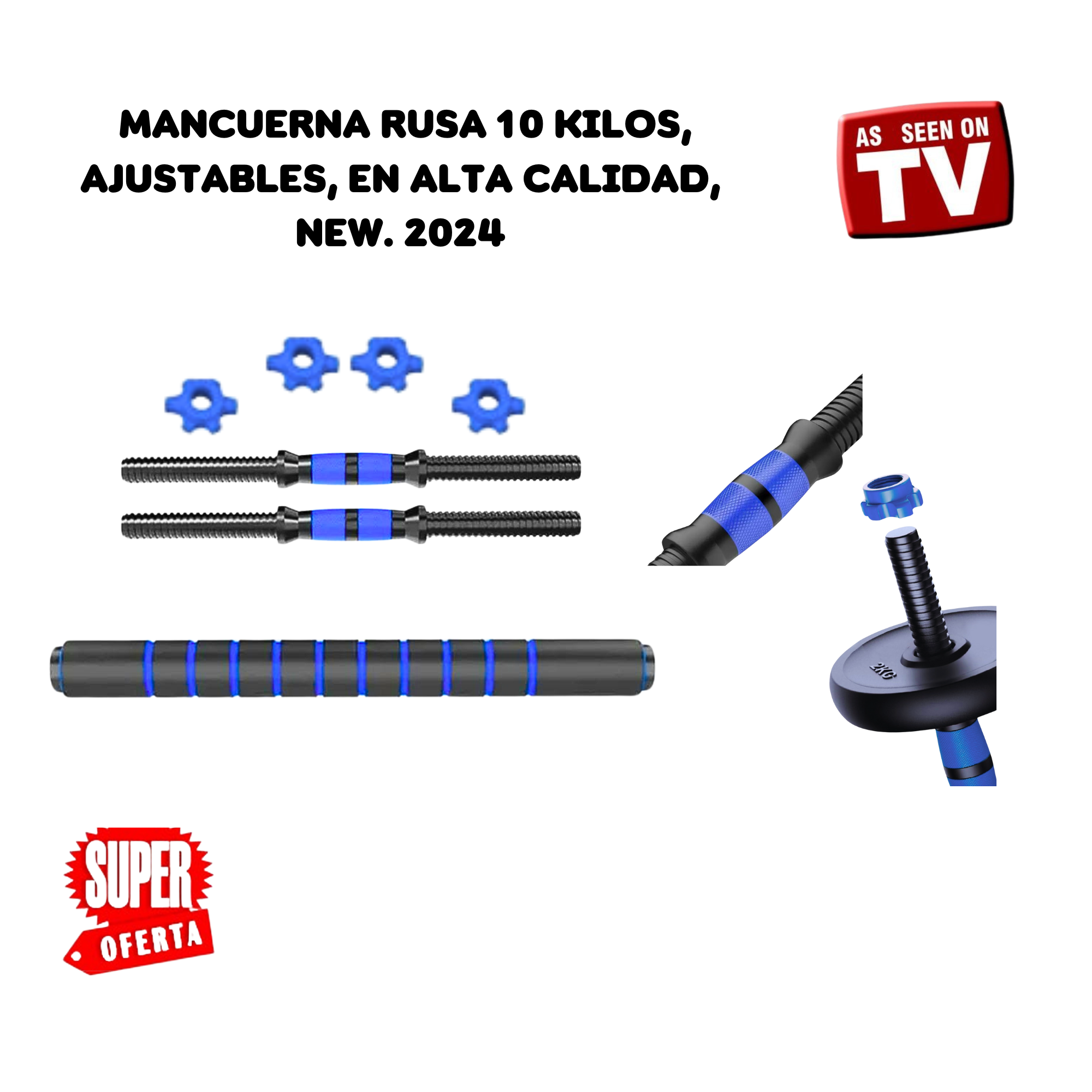 Combo Barra Extensora + 2 Mancuernas + 4