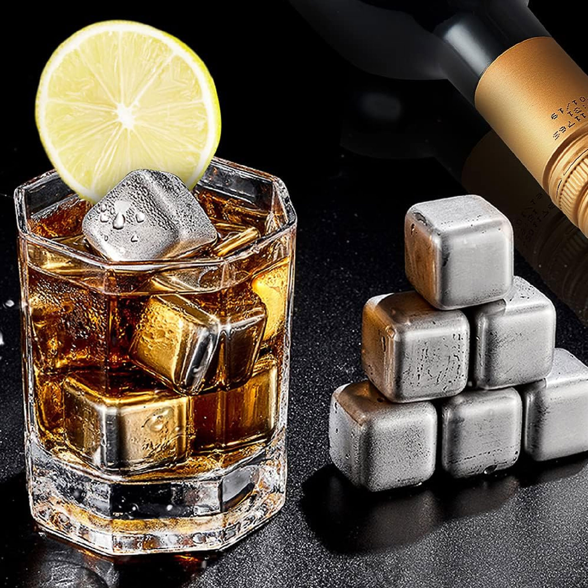 SETX6 CUBOS DE HIELO REUTILIZABLES ACERO