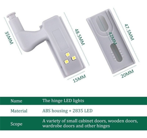 Kit x12 Luz Led Cajonera Bisagras Closet