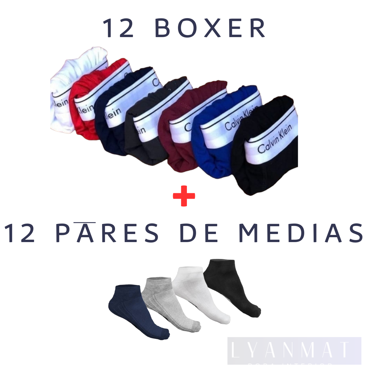 12 BOXERS + 12 PARES DE MEDIAS