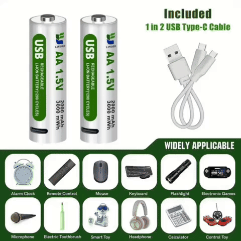 BATERÍAS RECARGABLES USB X4 UNDS *