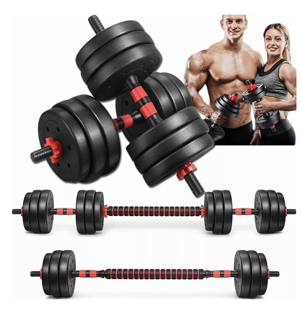 Kit de Mancuernas + barra 20Kg