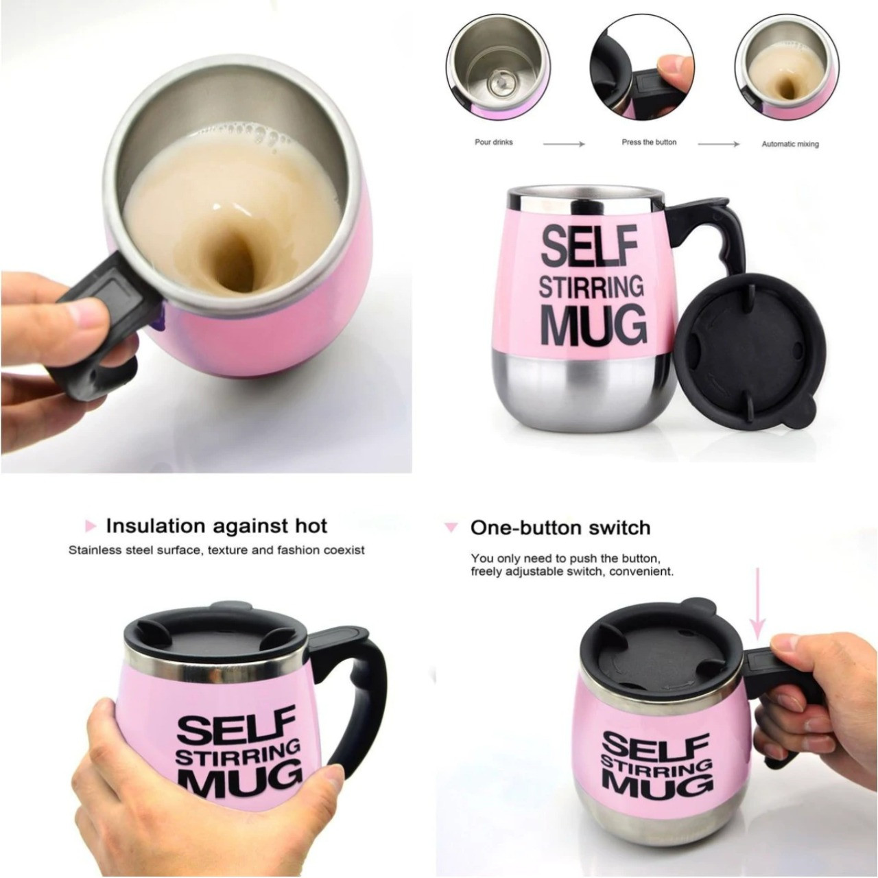 Vaso pocillo batidor mezclador mug - Imagen 2