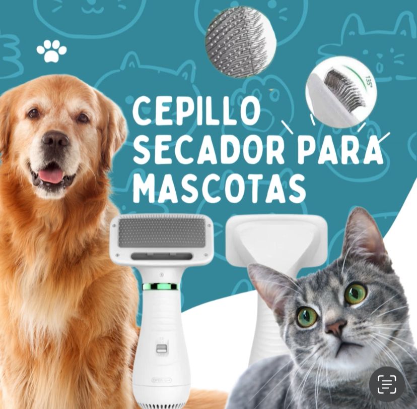 Cepillo secador 2 en 1 para mascotas