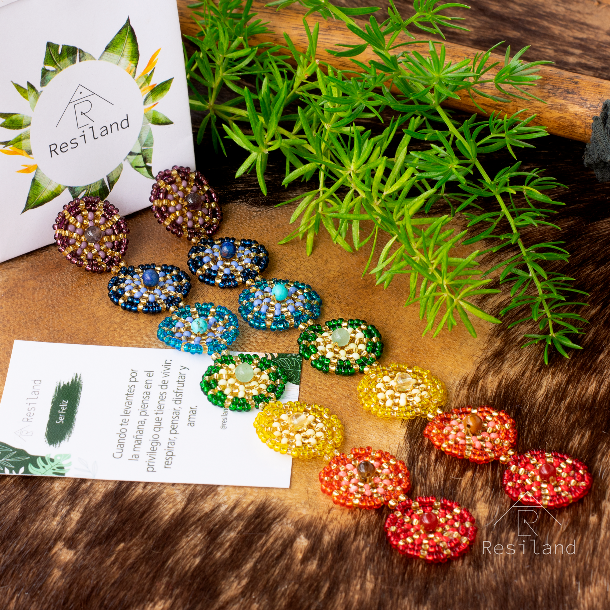 Aretes Piedras 7 chakras largos - Imagen 2