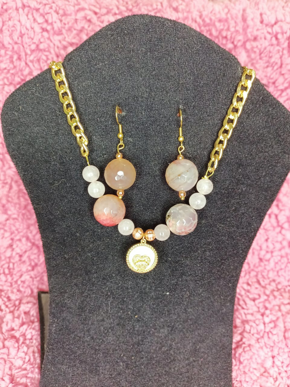 CADENA Y ARETE PIEDRA DEL AMOR