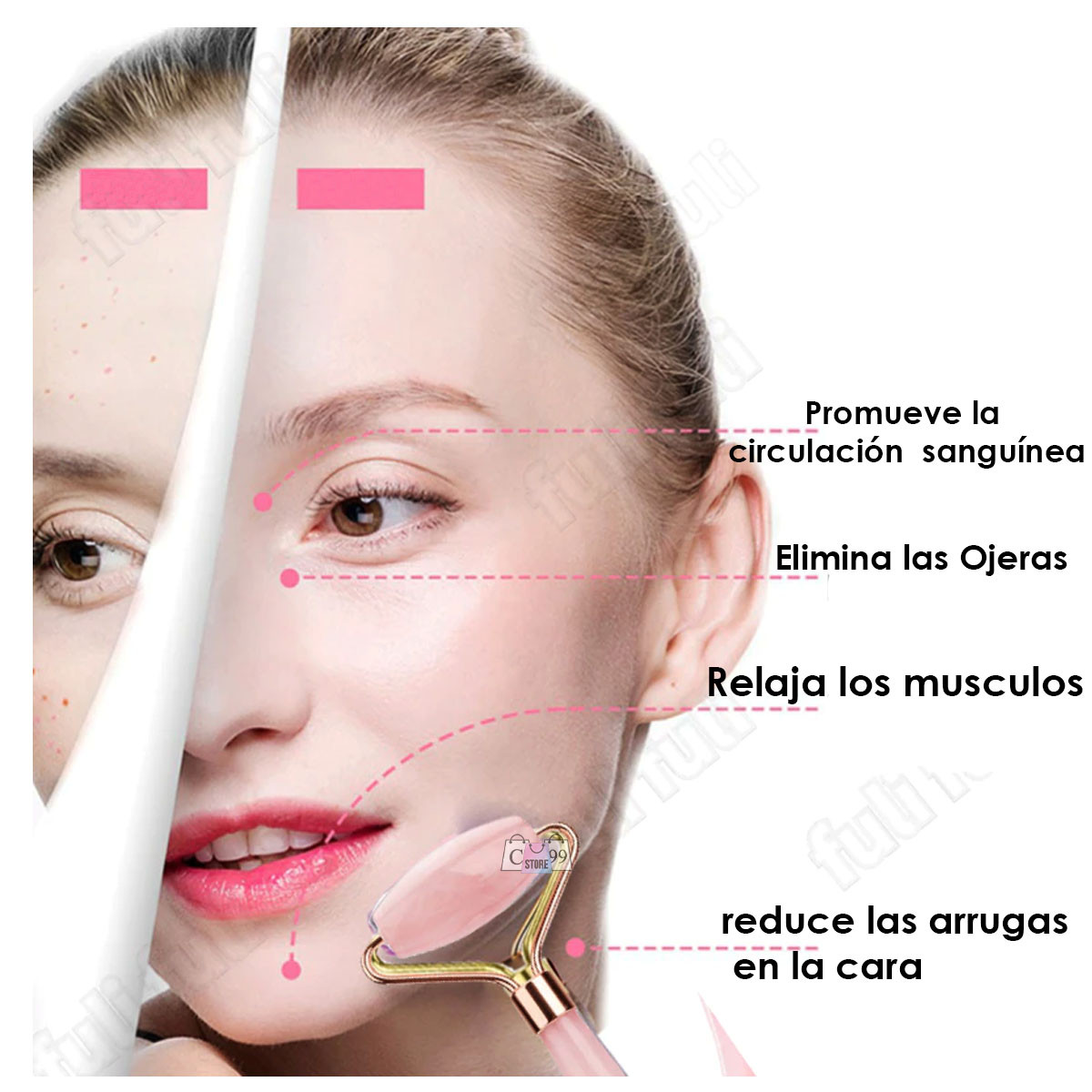 Rodillo Masajeador Facial Cuarzo+Piedra - Imagen 4