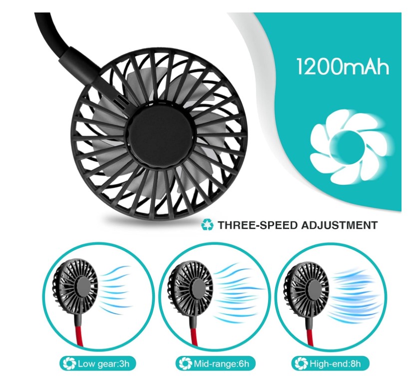 Mini ventilador de cuello colgante de 3