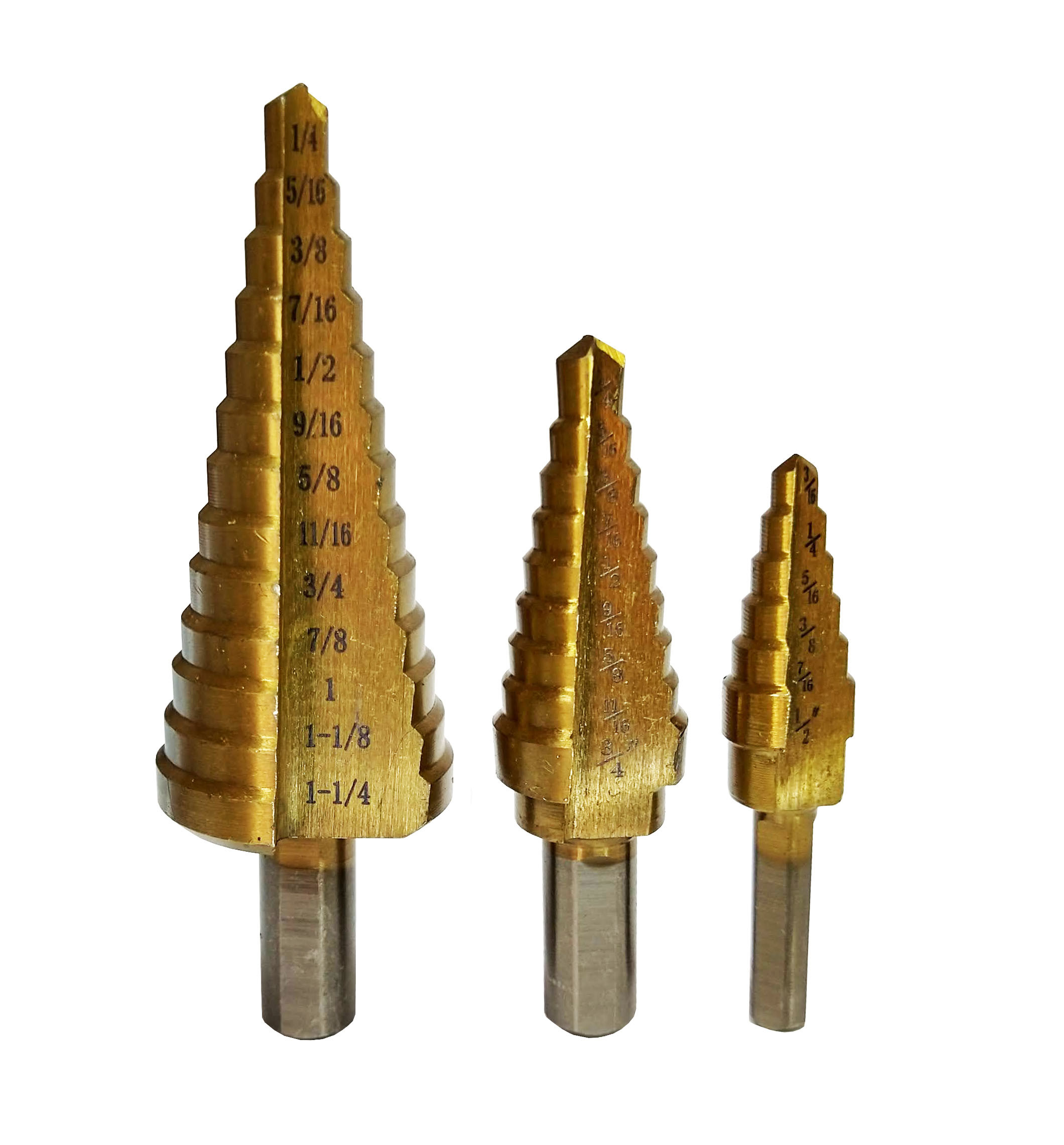 Juego 3pz Broca Hss Escalonada Titanio