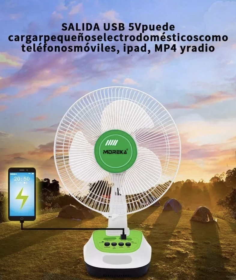 Ventilador Recargable + Panel Solar